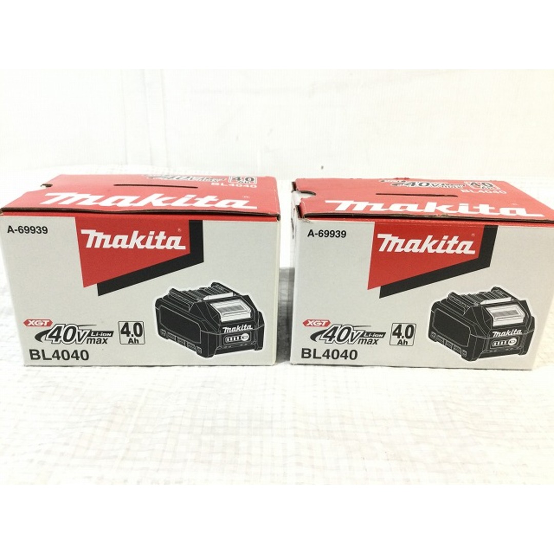 Makita(マキタ)の☆未使用品 3点セット☆ makita マキタ 40Vmax 4.0Ah 純正 リチウムイオンバッテリー BL4040 2個 充電器 DC40RA 蓄電池 残量表示付 90463 自動車/バイクのバイク(工具)の商品写真