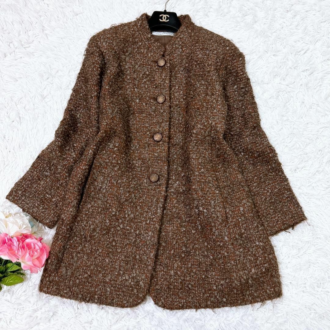 ■DANAPARIS ダナパリ ノーカラーウールコート 日本製 ブラウン レディースのジャケット/アウター(その他)の商品写真