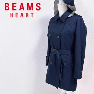 ■BEAMS HEART キルティングライナー フード トレンチコート ネイビー(その他)