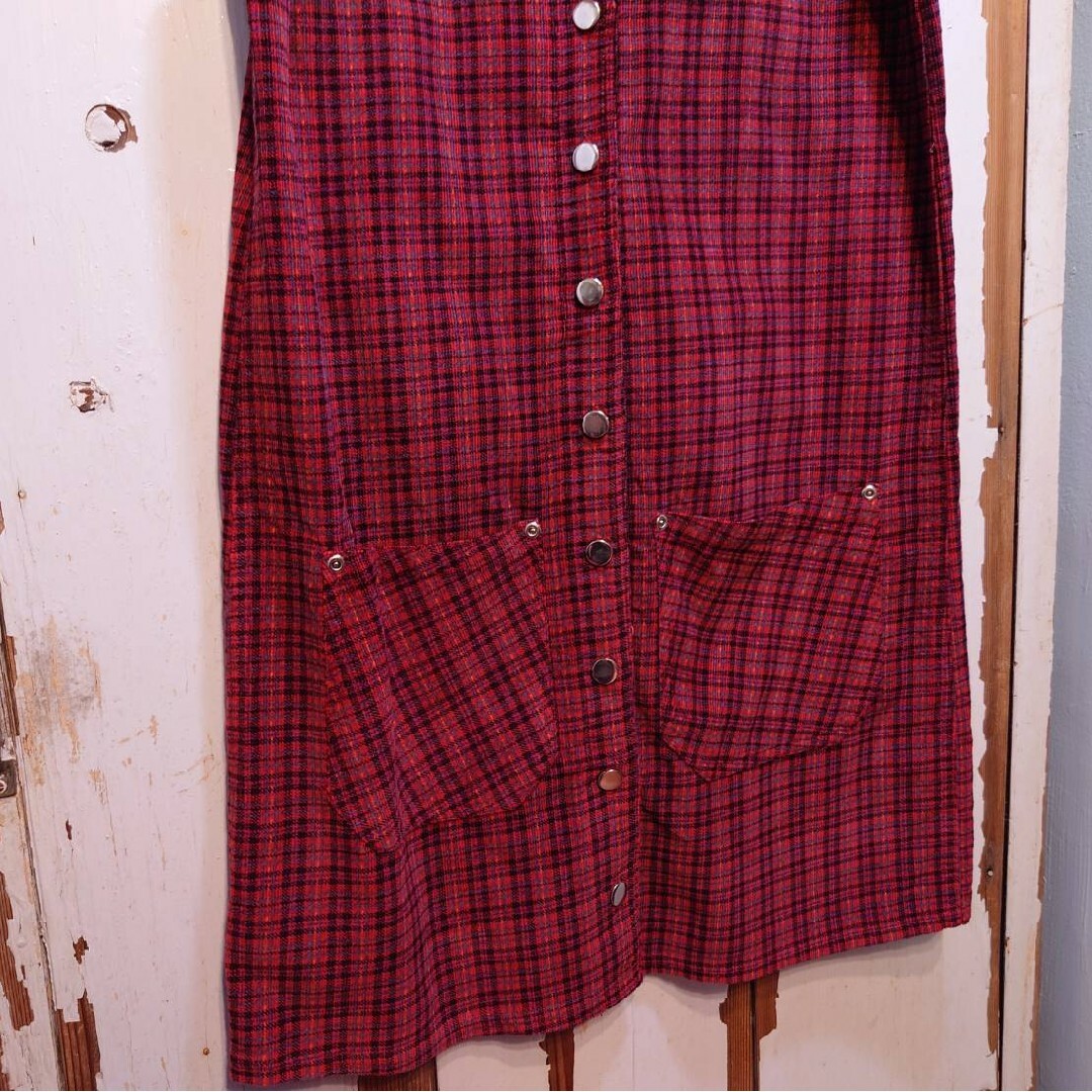 ☆US古着赤系ジャンパースカート/コーデュロイスカート/S レディースのワンピース(ひざ丈ワンピース)の商品写真