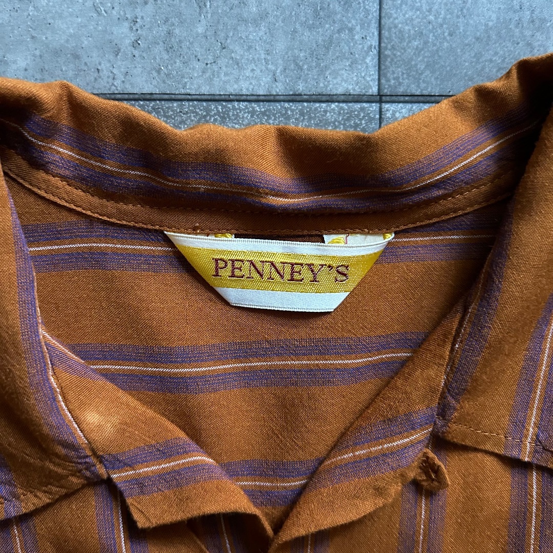 TOWNCRAFT(タウンクラフト)のpenneys ペニーズ 半袖レーヨンシャツ ストライプ XL タウンクラフト メンズのトップス(シャツ)の商品写真