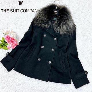 ■THE SUIT COMPANY アンゴラ タヌキファー ハーフコートブラック(その他)