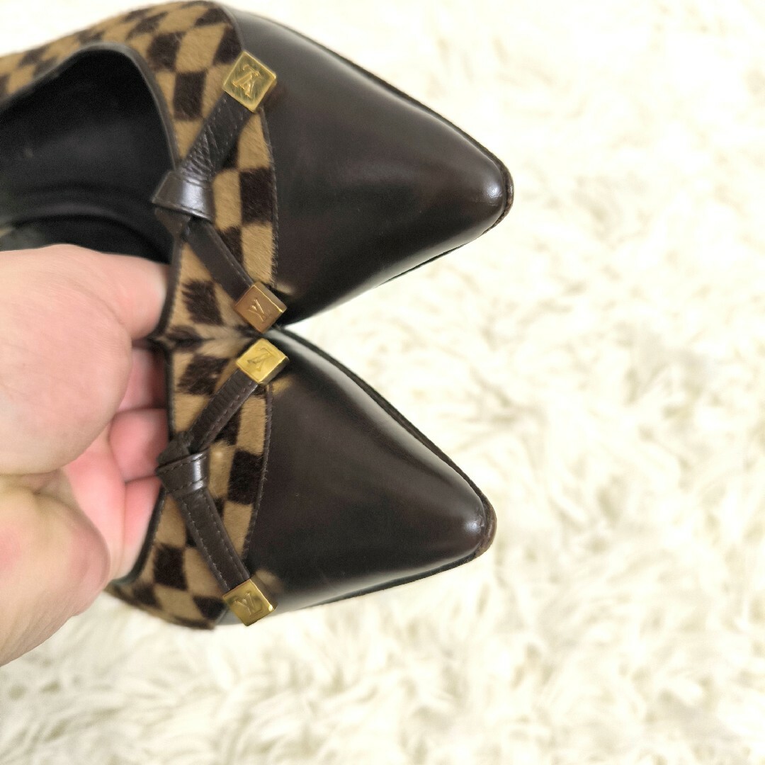 LOUIS VUITTON(ルイヴィトン)のVUITTON ルイヴィトン ダミエ ハラコ パンプス バックストラップ レディースの靴/シューズ(ハイヒール/パンプス)の商品写真