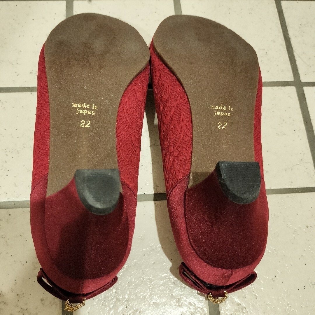JELLY BEANS(ジェリービーンズ)の【お値下げ】JELLY BEANSフラワーカットバックリボンパンプス 22cm レディースの靴/シューズ(ハイヒール/パンプス)の商品写真