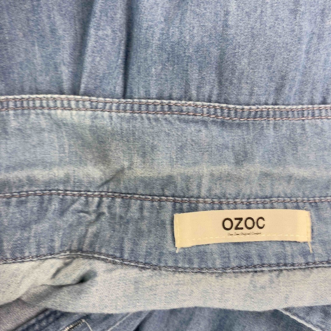 OZOC(オゾック)のOZOC オゾック レディース シャツワンピース　タンガリーシャツ　レース　ウエスト紐 レディースのワンピース(ミニワンピース)の商品写真