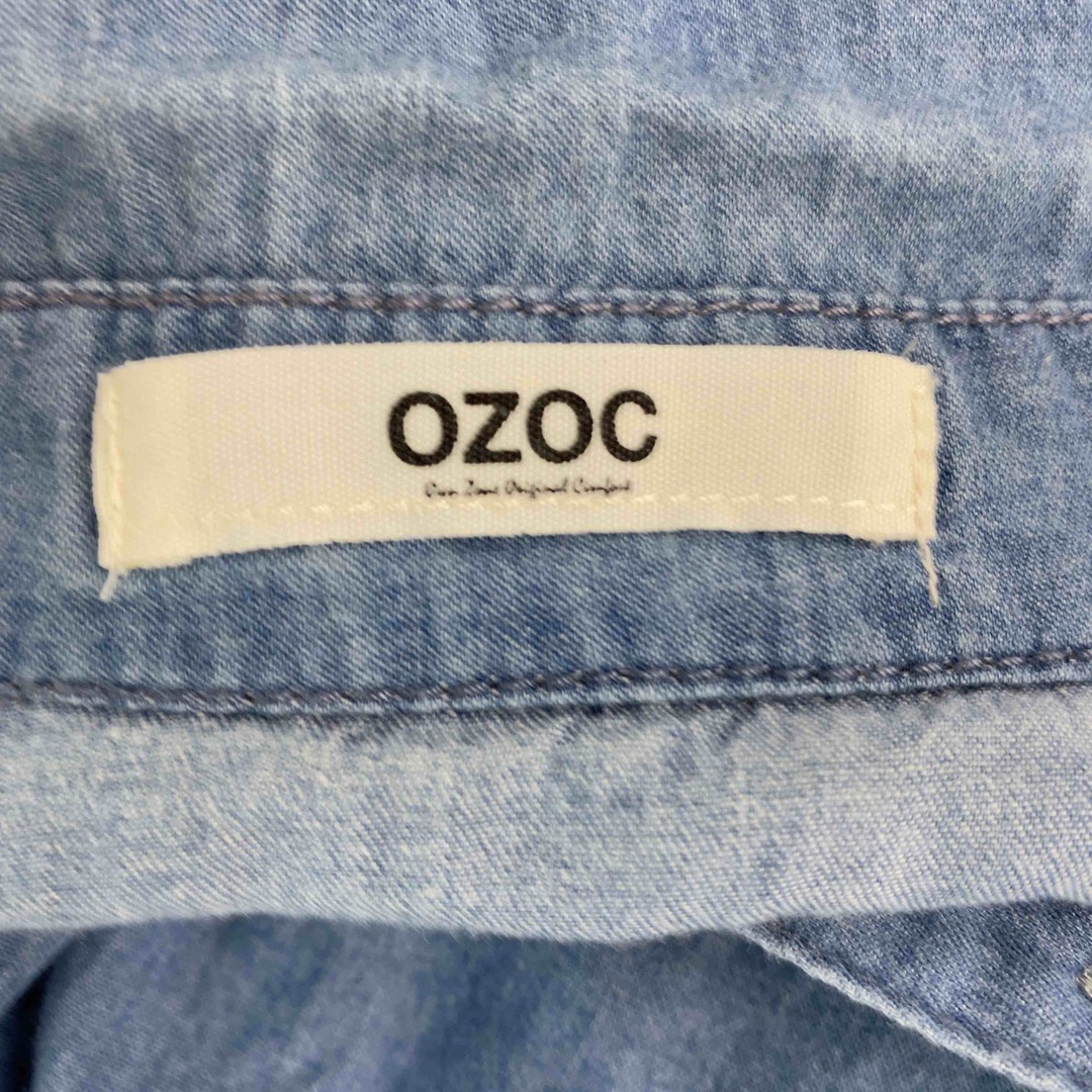 OZOC(オゾック)のOZOC オゾック レディース シャツワンピース　タンガリーシャツ　レース　ウエスト紐 レディースのワンピース(ミニワンピース)の商品写真