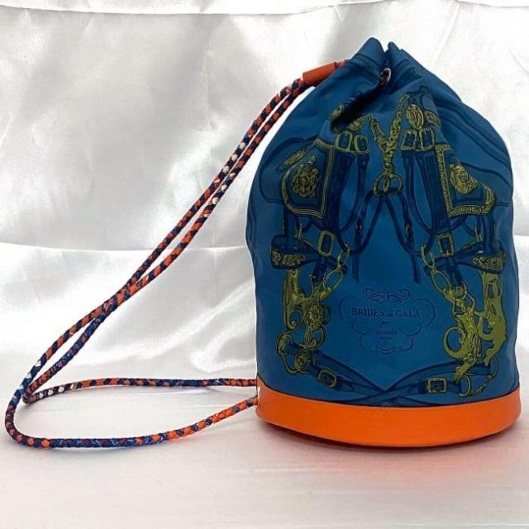 HERMES - エルメス 巾着 バッグ ソワクール 22 ブルー BRIDES de HERMES - エルメス 巾着 バッグ ソワクール 22 ブルー BRIDES de