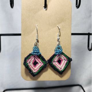 デニム　刺繍ビーズピアス(ピアス)