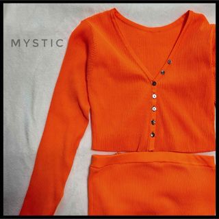 mystic - mystic ミスティック　カーディガンスカート　セットアップ　オレンジ　原色