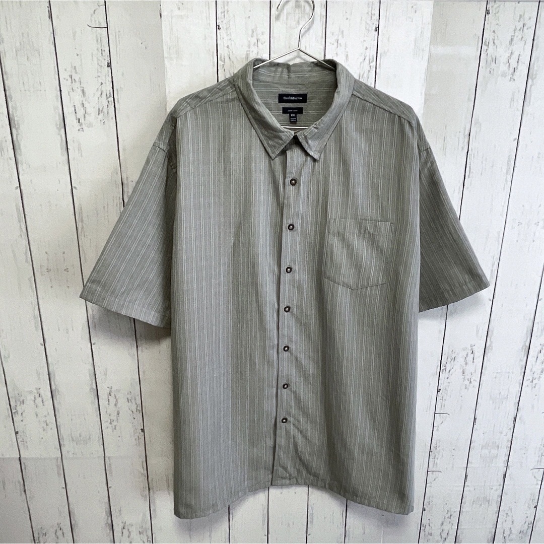 shirts(シャツ)のUSA古着　半袖シャツ　ドレスシャツ　XXL　グレー　チェック柄　オーバーサイズ メンズのトップス(シャツ)の商品写真