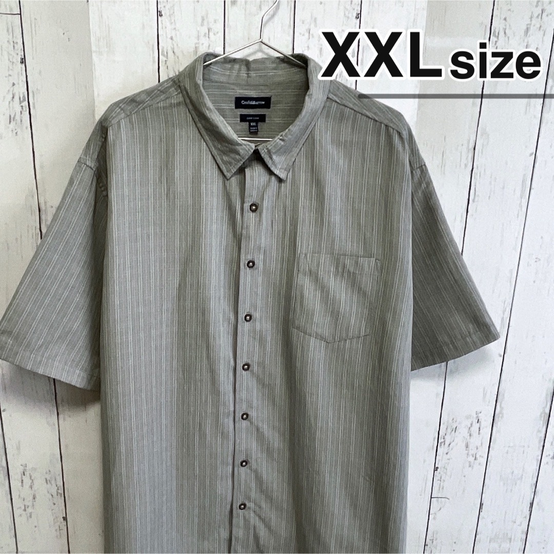 shirts(シャツ)のUSA古着　半袖シャツ　ドレスシャツ　XXL　グレー　チェック柄　オーバーサイズ メンズのトップス(シャツ)の商品写真