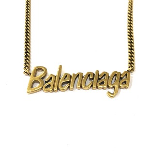 バレンシアガ(Balenciaga)のバレンシアガ BALENCIAGA ロゴデザイン アクセサリー ネックレス メタル ゴールド 美品(ネックレス)