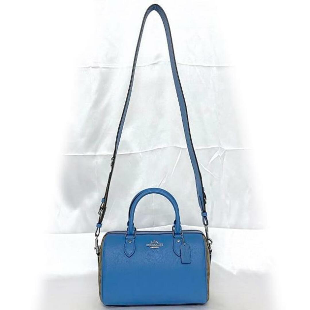 COACH - コーチ 2way バッグ ブルー シグネチャー CJ592 f-19951 美品 サッチェル PVC レザー 中古 COACH  ハンドバッグ ショルダーバッグ ロゴショルダー ミニボストン 人気 華やか 青 高級感 上品 エレガントの通販 by 【ラクマ店】フリマハイクラス｜ コーチならラクマ