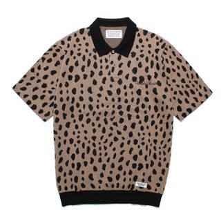 WACKO MARIA - WACKO MARIA LEOPARD KNIT POLO SHIRT S