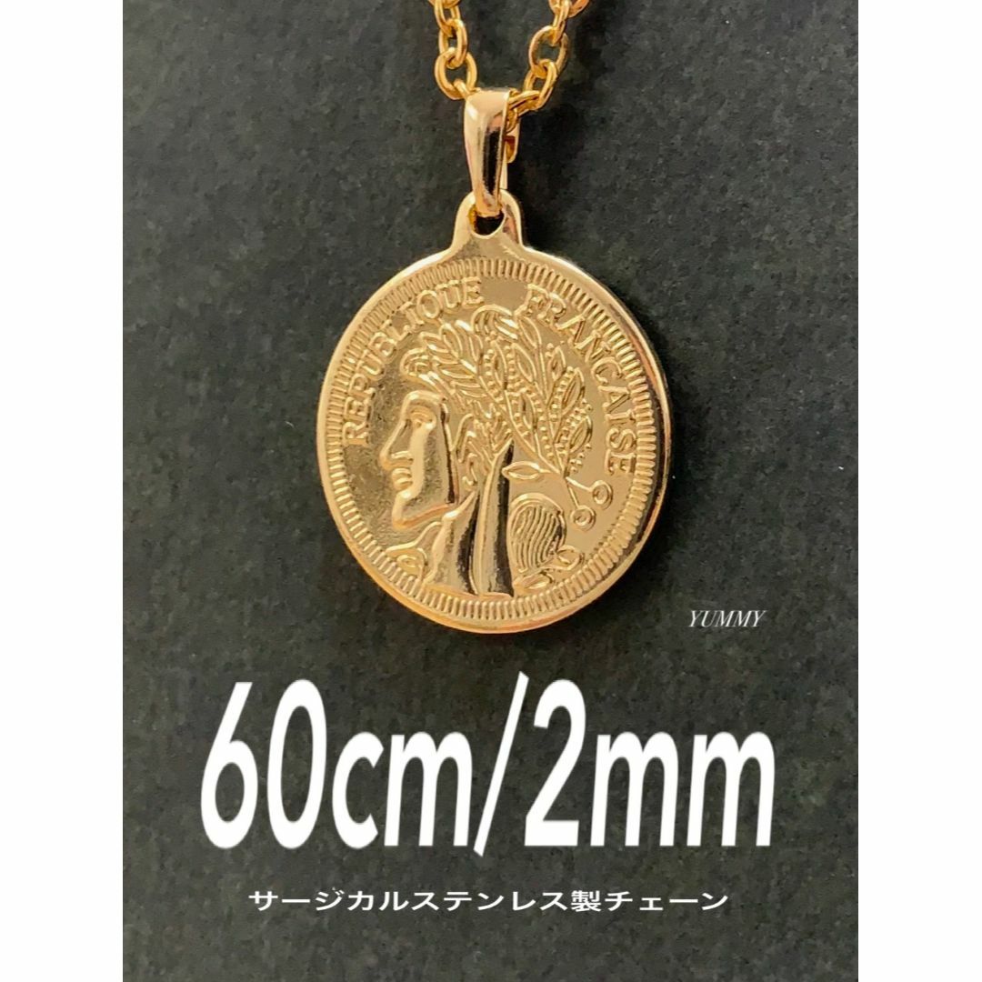 【ビッグコインネックレス ゴールド 2mm 60cm】ステンレス メンズのアクセサリー(ネックレス)の商品写真