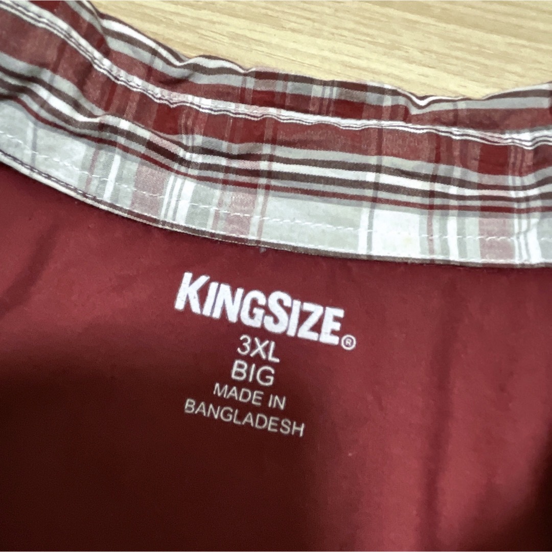 shirts(シャツ)のKINGSIZE　半袖シャツ　3XL　チェック柄　グレー　ワインレッド　古着 メンズのトップス(シャツ)の商品写真