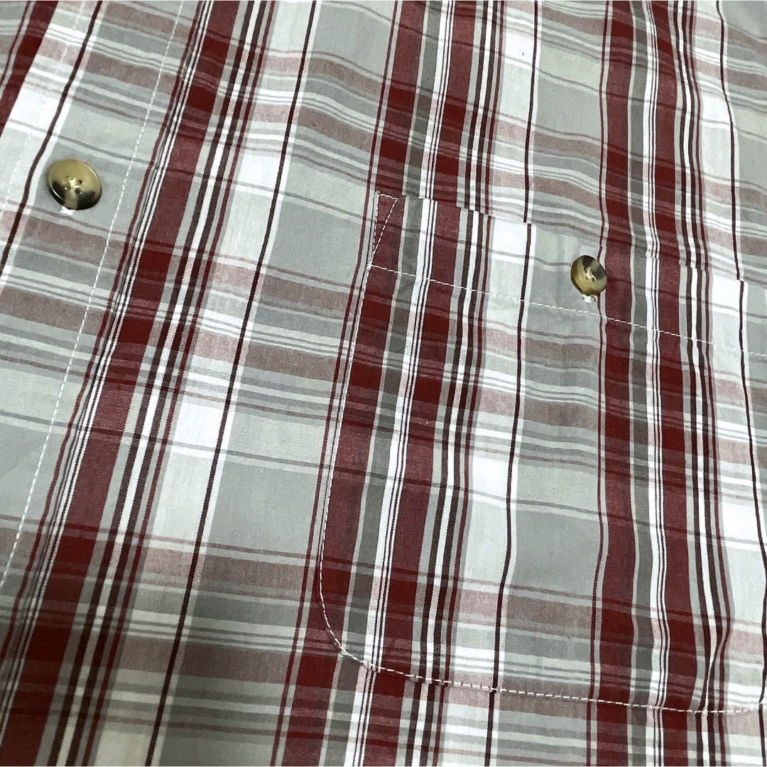 shirts(シャツ)のKINGSIZE　半袖シャツ　3XL　チェック柄　グレー　ワインレッド　古着 メンズのトップス(シャツ)の商品写真
