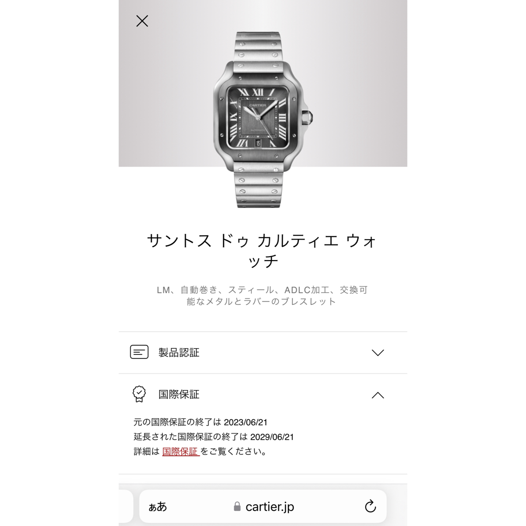 Cartier(カルティエ)のWSSA0037 Cartier サントスドゥカルティエ メンズの時計(腕時計(アナログ))の商品写真