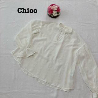 who's who Chico - フーズフーチコ レディース　シアーシャツ　ブラウス　フリーサイズ　オフホワイト