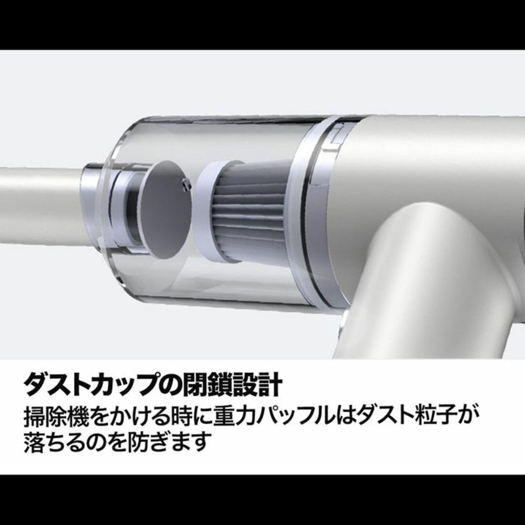 ★強力★ ワイヤレス ハンディ掃除機 車内 室内 LEDライト付 黒 他カラー有 スマホ/家電/カメラの生活家電(掃除機)の商品写真