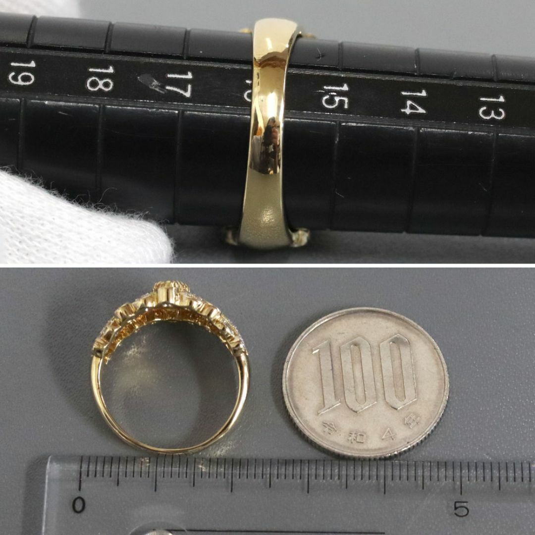 K18ダイヤモンドリング D0.55 D0.28 6.7g #16 レディースのアクセサリー(リング(指輪))の商品写真