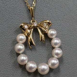 ミキモト(MIKIMOTO)のミキモト K18パールダイヤモンドペンダント リースモチーフ 5.2g(ネックレス)