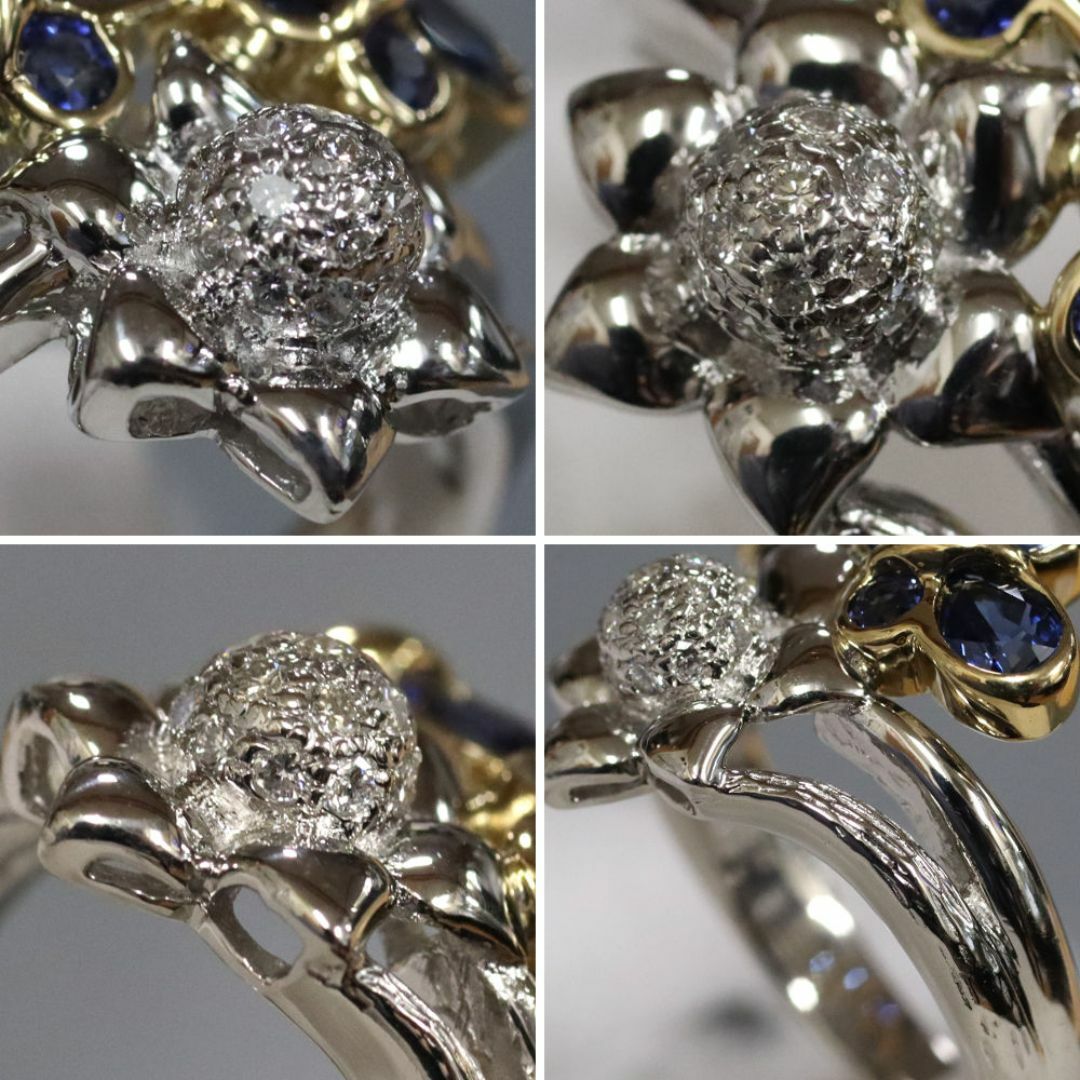 Pt900/K18サファイアダイヤモンドリング S1.90 D0.16 9.2g #11 レディースのアクセサリー(リング(指輪))の商品写真