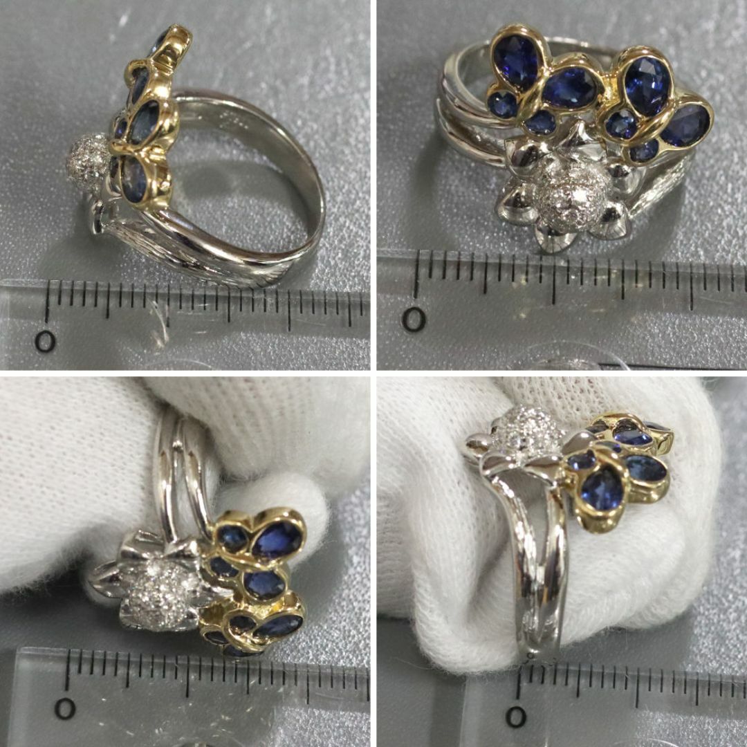 Pt900/K18サファイアダイヤモンドリング S1.90 D0.16 9.2g #11 レディースのアクセサリー(リング(指輪))の商品写真