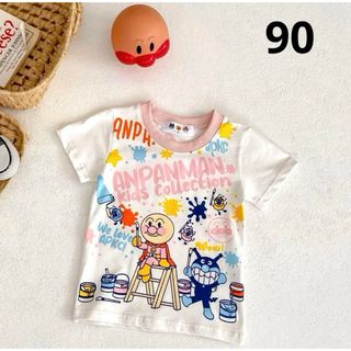 【新品】アンパンマン　バイキンマン　子供Tシャツ　半袖　90 お絵描き(Tシャツ/カットソー)