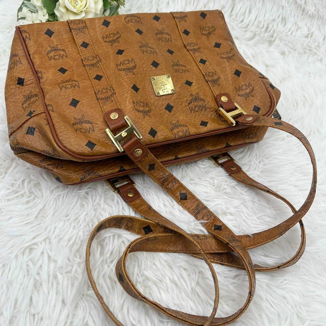 MCM(エムシーエム)の【美品】MCM  ロゴ レザー ボストン 肩掛け ショルダー トートバッグ レディースのバッグ(トートバッグ)の商品写真