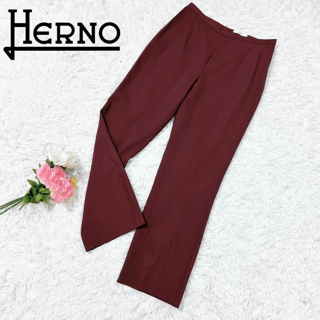 HERNO(ヘルノ)の■大きいサイズ✨HERNO 羊毛 バージンウールパンツ 赤茶 44 LL相当 レディースのパンツ(その他)の商品写真