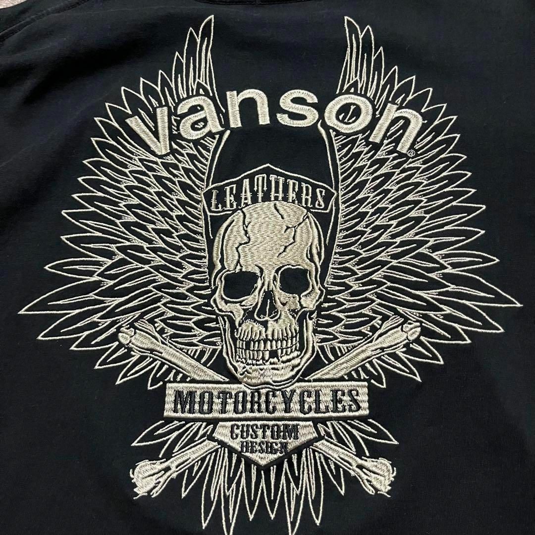 VANSON(バンソン)のVANSON 　バンソン　ロンT　スリーブロゴ　刺繍　スカル　長袖Tシャツ メンズのトップス(Tシャツ/カットソー(七分/長袖))の商品写真