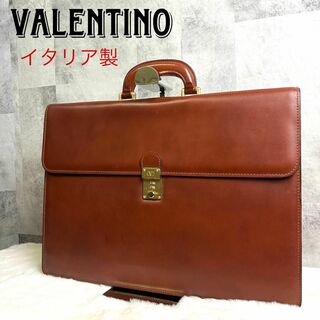 ヴァレンティノ(VALENTINO)の美品 イタリア製 ヴァレンティノ レザーブリーフケース ダイヤルロック ブラウン(ビジネスバッグ)