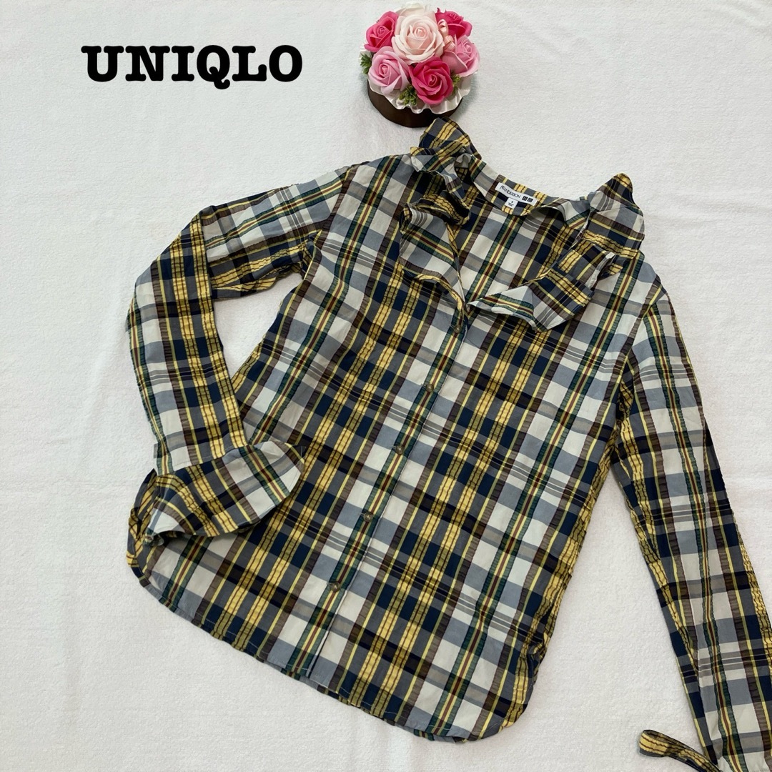 UNIQLO(ユニクロ)のUNIQLO ユニクロ　JWアンダーソン　 レディース　チェックシャツ　Sサイズ レディースのトップス(シャツ/ブラウス(長袖/七分))の商品写真