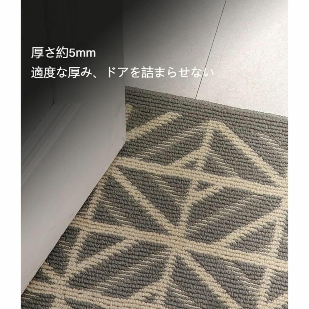 【サイズ:80x100cm_色:グレーxベ一ジュ】玄関マット ラグ カーペット  インテリア/住まい/日用品のラグ/カーペット/マット(ラグ)の商品写真