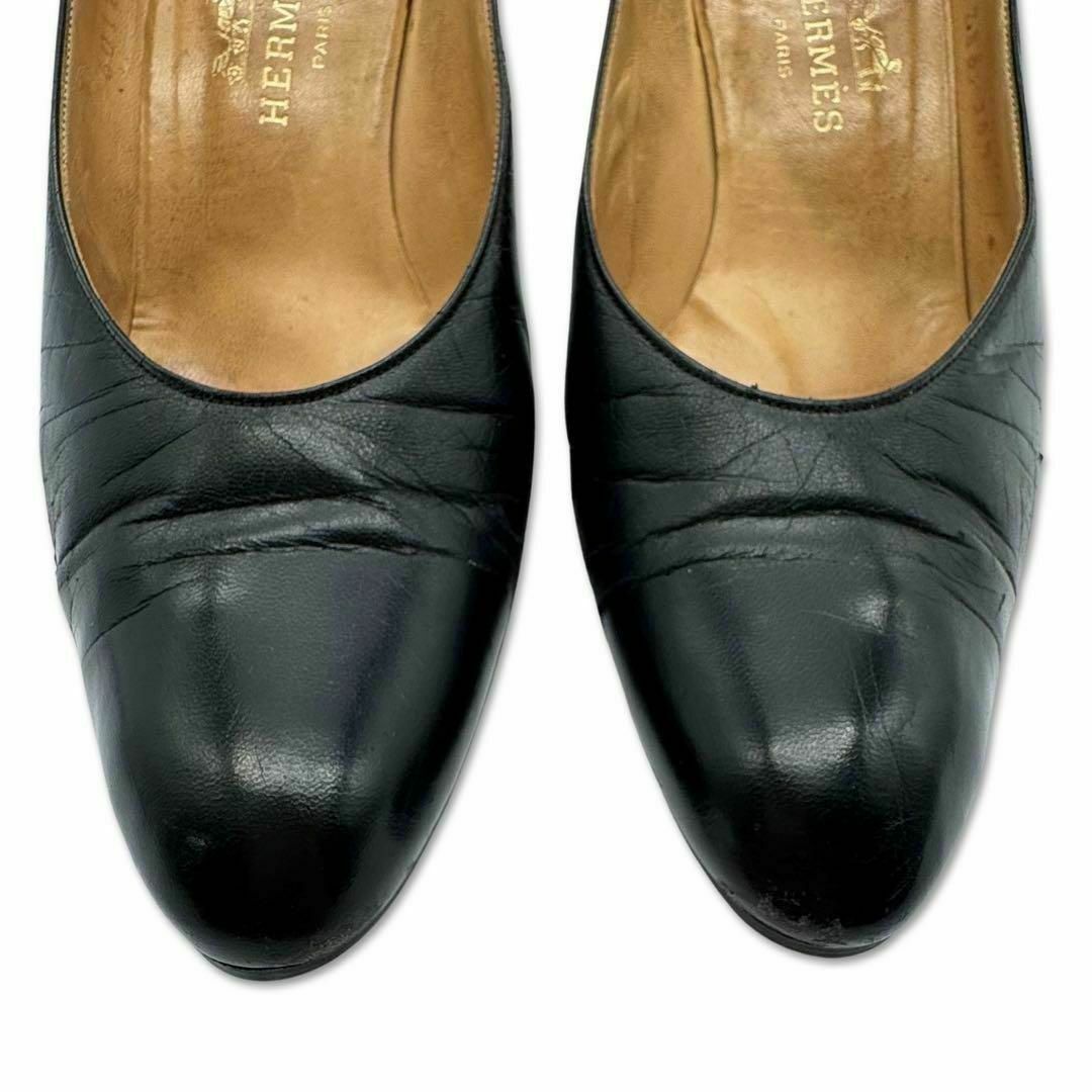 Hermes(エルメス)のエルメス レザー パンプス 36 1/2 23.5cm 靴 シューズ ブラック レディースの靴/シューズ(ハイヒール/パンプス)の商品写真