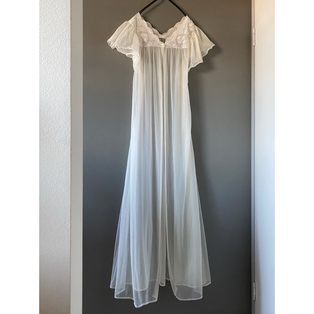 アンティーク ビンテージ 70s USA ホワイト 花柄 レース ドレス 美品 アンティーク ビンテージ 70s USA ホワイト 花柄 レース ドレス 美品