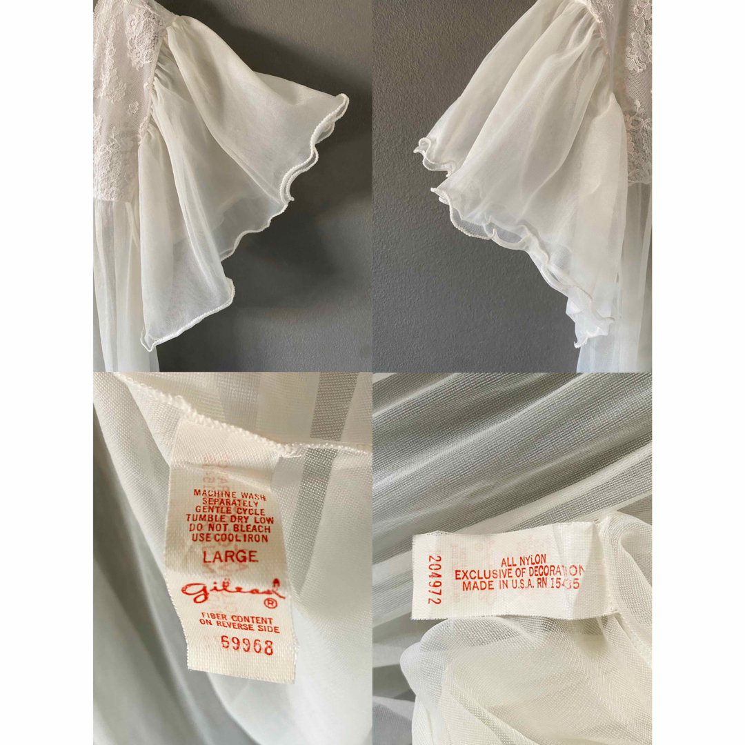 アンティーク ビンテージ 70s USA ホワイト 花柄 レース ドレス 美品 アンティーク ビンテージ 70s USA ホワイト 花柄 レース ドレス 美品