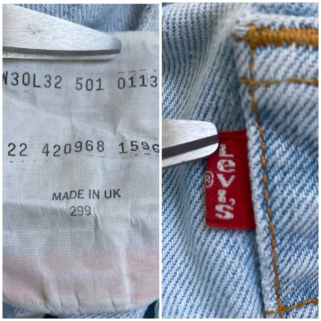 Levi's(リーバイス)の90s　リーバイス501　ユーロヴィンテージ　イギリス製　デニムパンツ　ダメージ メンズのパンツ(デニム/ジーンズ)の商品写真