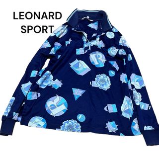 LEONARD - レオナール　スポーツ　花柄　ロゴ入り　ポロシャツ　長袖　LEONARDSPORT