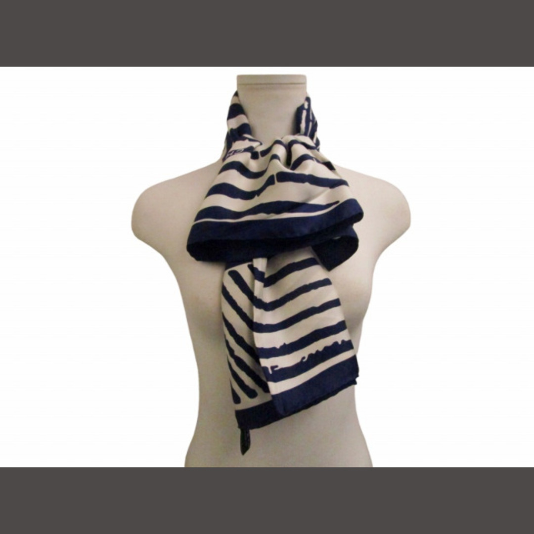 CHANEL(シャネル)のシャネル CHANEL タグ付 シルクスカーフ シルク100％ 紺 ■WY レディースのファッション小物(バンダナ/スカーフ)の商品写真