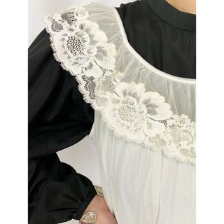 アンティーク ビンテージ 70s 花柄 レース 天使 ワンピース ドレス 美品(ミニワンピース)