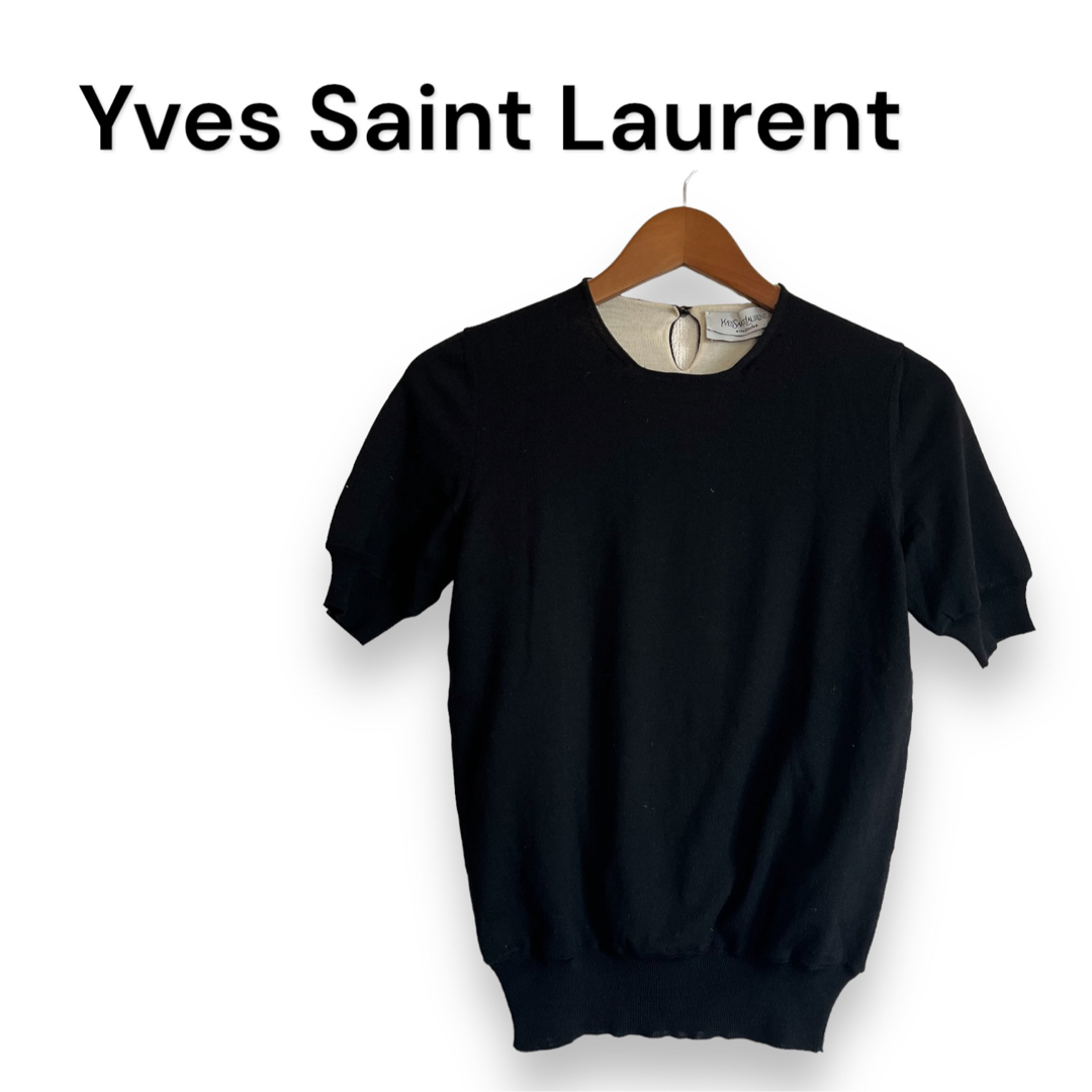 Yves Saint Laurent(イヴサンローラン)のYves Saint Laurent  イヴサンローラン 半袖ニット ブラック レディースのトップス(ニット/セーター)の商品写真