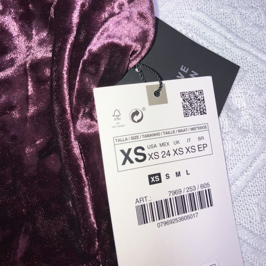 ZARA(ザラ)の【タグ付き新品 XS】ZARA ベロア ホルターワンピース レディースのワンピース(ミニワンピース)の商品写真