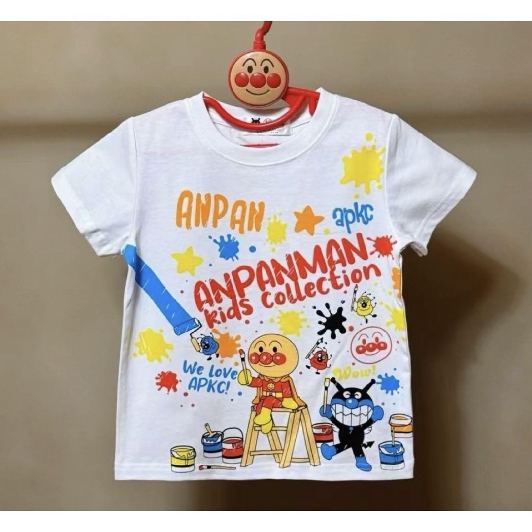 【新品】アンパンマン　バイキンマン　子供Tシャツ　半袖　90 お絵描き キッズ/ベビー/マタニティのキッズ服男の子用(90cm~)(Tシャツ/カットソー)の商品写真