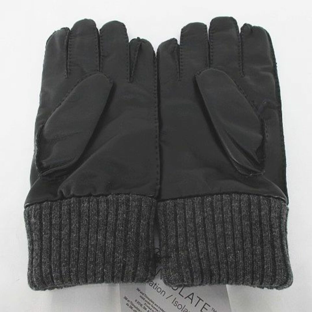 TETE HOMME(テットオム)のテットオム 手袋 5本指 グローブ レザー 羊革 ニット FREE 黒 ブラック メンズのファッション小物(手袋)の商品写真