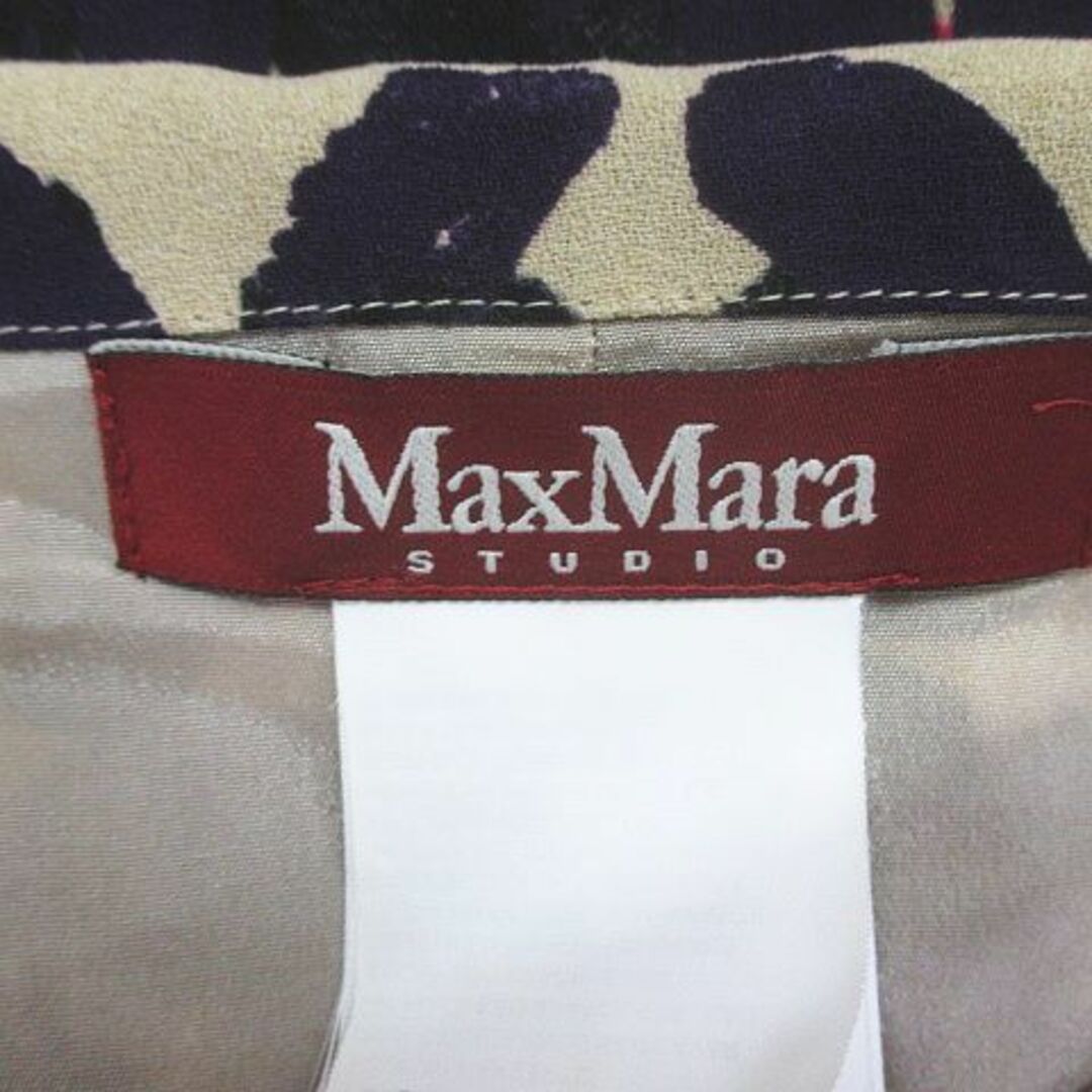 Max Mara(マックスマーラ)のMAX MARA フレンチスリーブ 膝丈 ワンピース42 紫 パープル系 レディースのワンピース(ひざ丈ワンピース)の商品写真