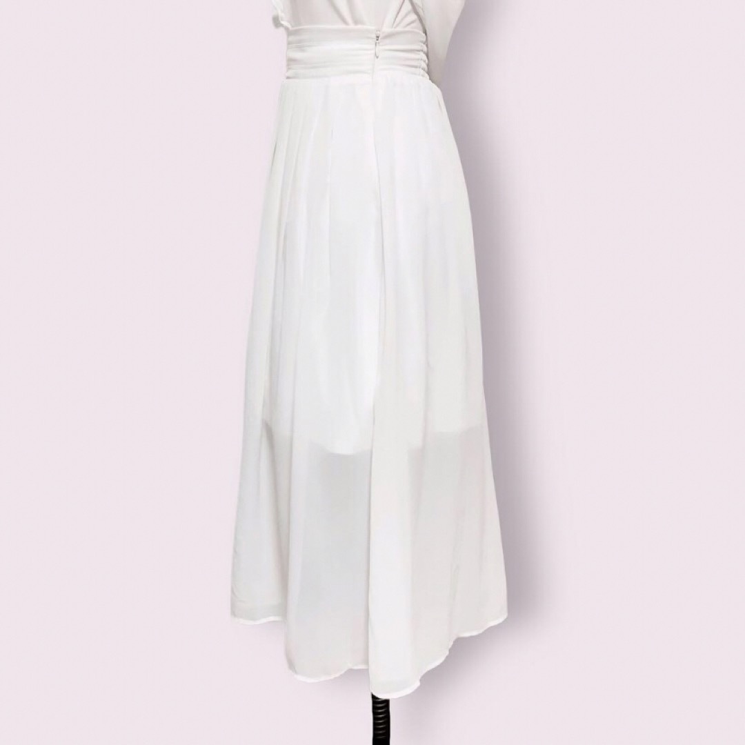 プリーツタックフレアスカート　White　M　ベーシック　カジュアル　オフィス レディースのスカート(ロングスカート)の商品写真