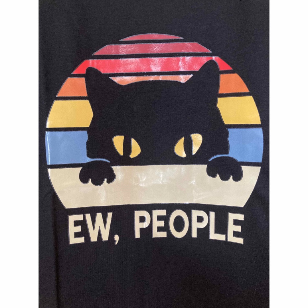 猫柄　半袖Tシャツ　ブラック レディースのトップス(Tシャツ(半袖/袖なし))の商品写真