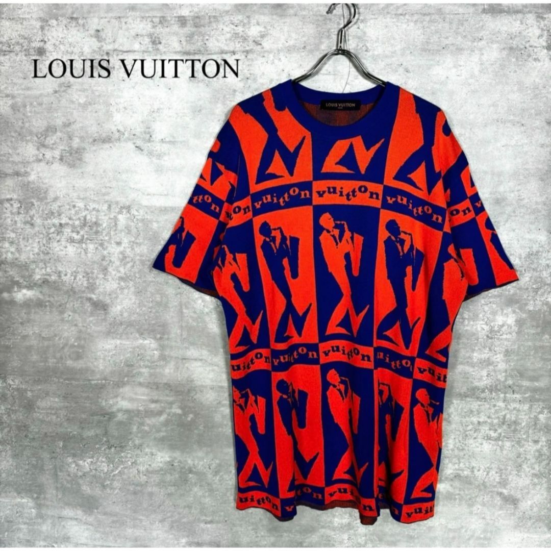 LOUIS VUITTON(ルイヴィトン)の『LOUIS VUITTON』ルイヴィトン (XL)  総柄半袖サマーニット メンズのトップス(ニット/セーター)の商品写真